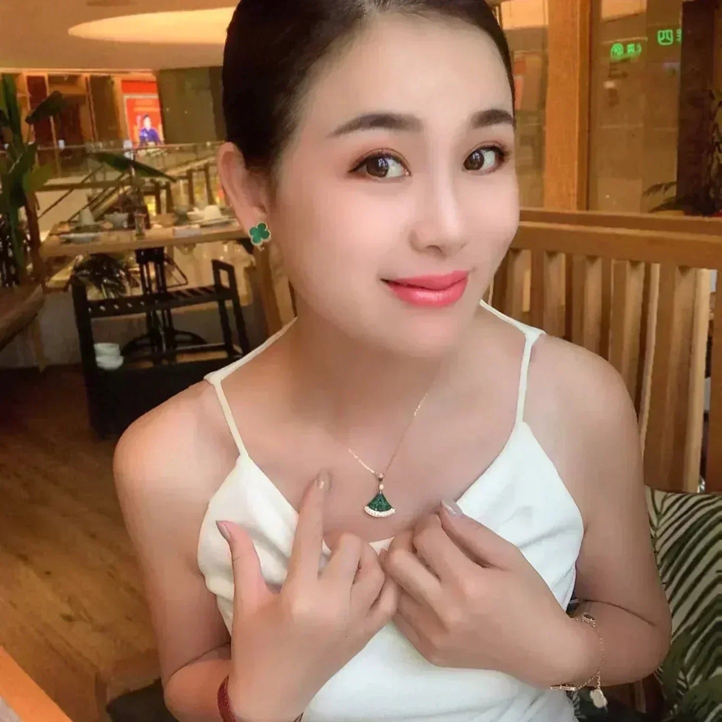 [Eternal Jewelry]CLOVER MEDIUM 1 MOTIFS MALACHITE  EARRINGS