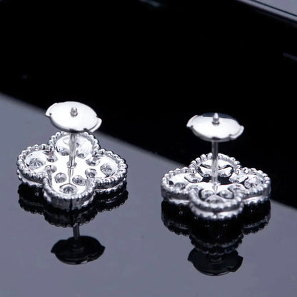 [Eternal Jewelry]CLOVER 1 MOTIFS DIAMOND STUD EARRINGS SILVER