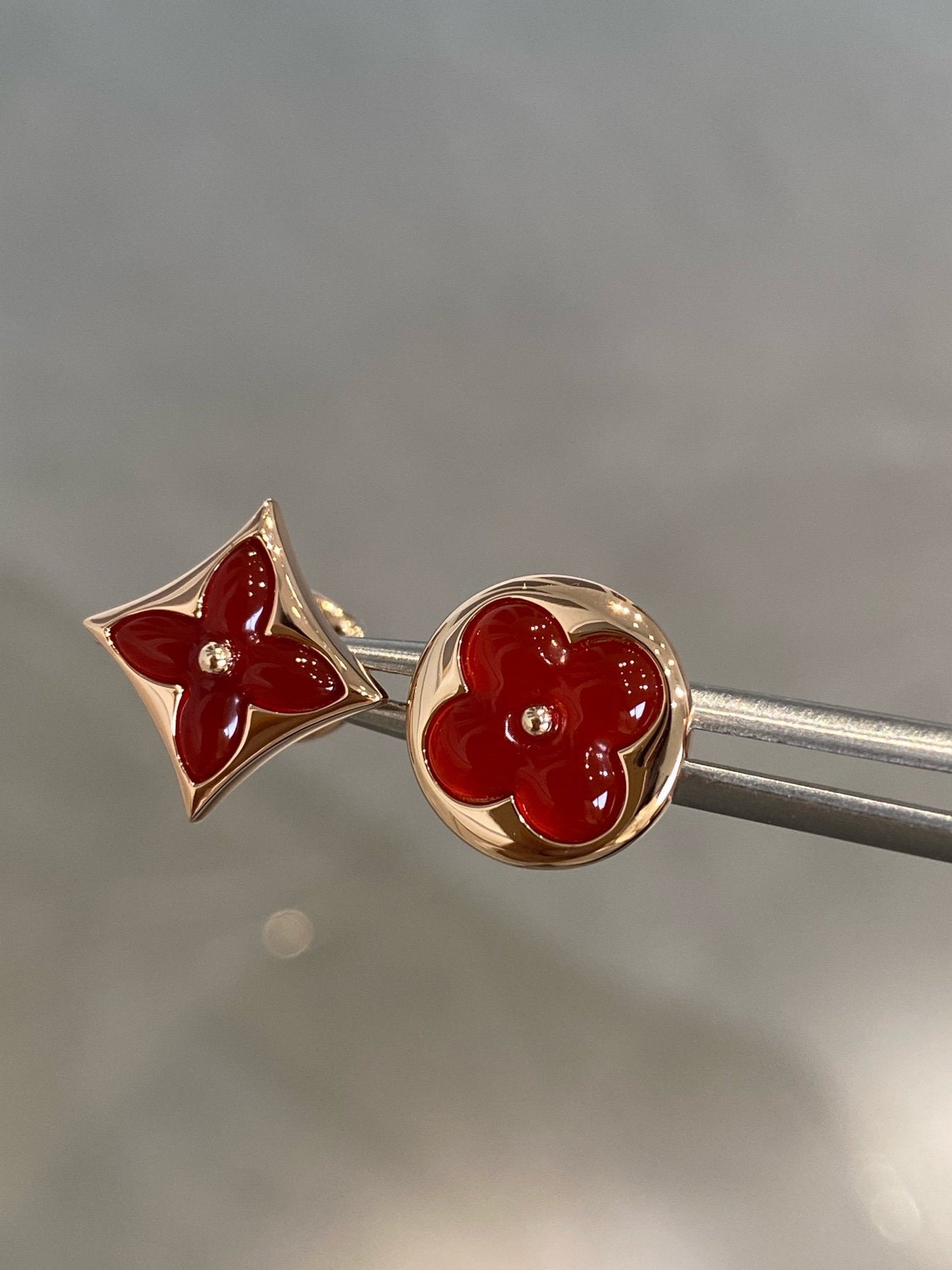 [Eternal Jewelry]STAR AND SUN PINK GOLD CARNELIAN STUD EARRINGS