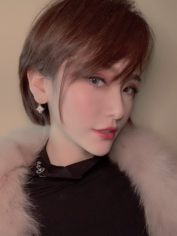 [Eternal Jewelry]DOUBLE STAR PINK GOLD MOP DROP EARRINGS