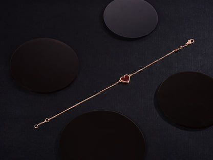 [Eternal Jewelry]HEART CARNELIAN PINK GOLD BRACELET