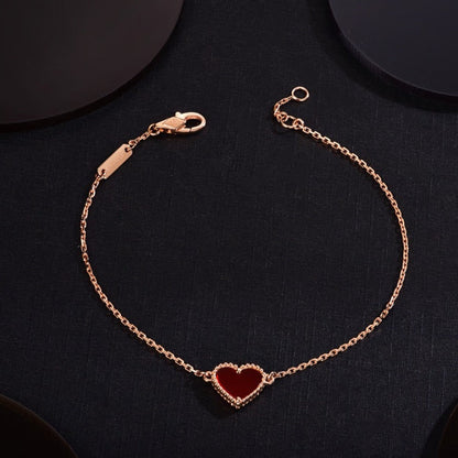 [Eternal Jewelry]HEART CARNELIAN PINK GOLD BRACELET