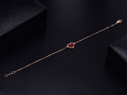 [Eternal Jewelry]HEART CARNELIAN PINK GOLD BRACELET