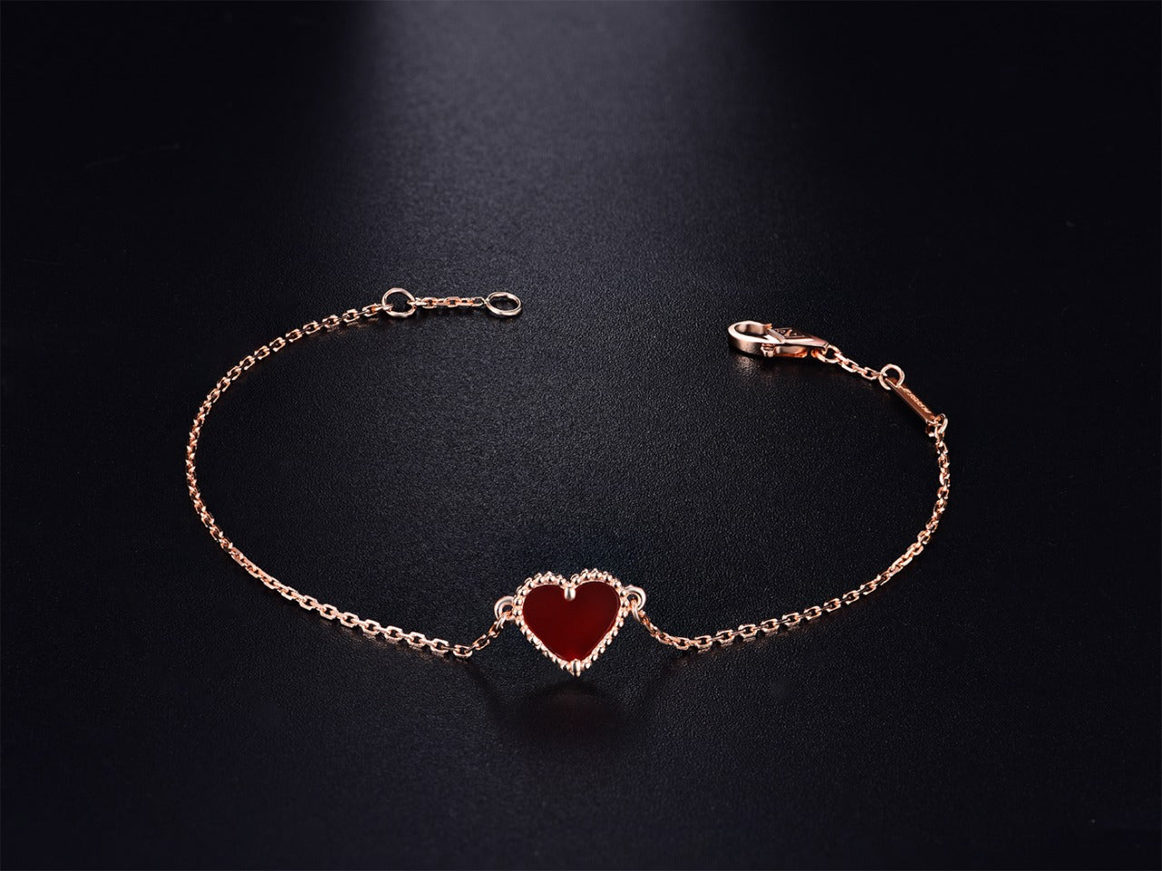 [Eternal Jewelry]HEART CARNELIAN PINK GOLD BRACELET