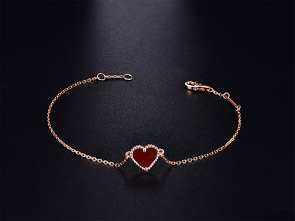 [Eternal Jewelry]HEART CARNELIAN PINK GOLD BRACELET