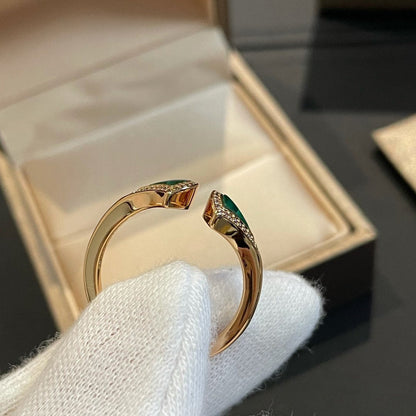 [Eternal Jewelry]DREAM MALACHITE DIAMOND OPEN RING