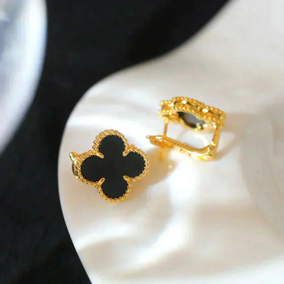 [Eternal Jewelry]CLOVER MEDIUM 1 MOTIFS  ONYX STUD EARRINGS