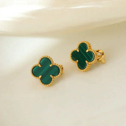 [Eternal Jewelry]CLOVER MEDIUM 1 MOTIFS MALACHITE  EARRINGS