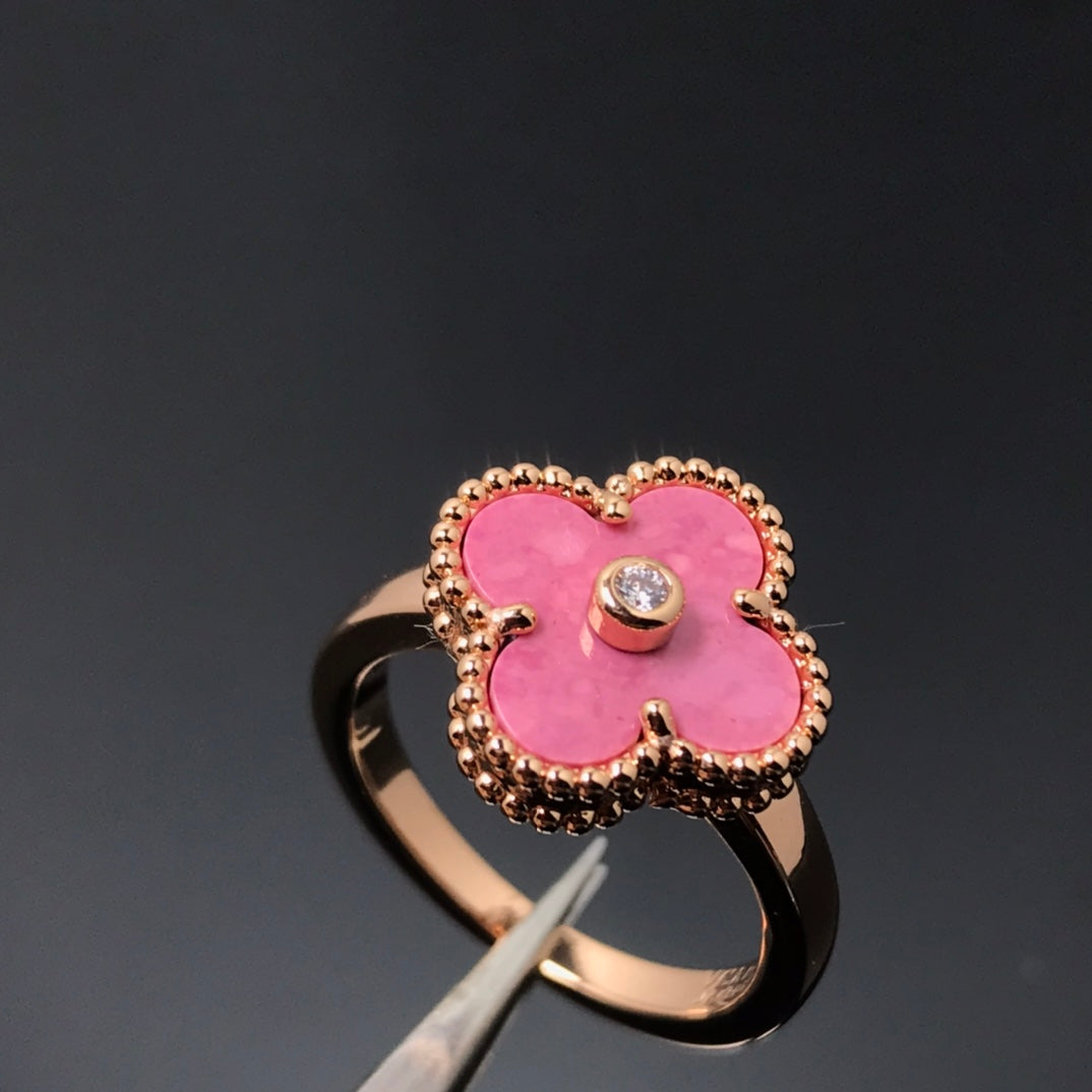 [Eternal Jewelry]CLOVER RHODONITE ROSE GOLD RING