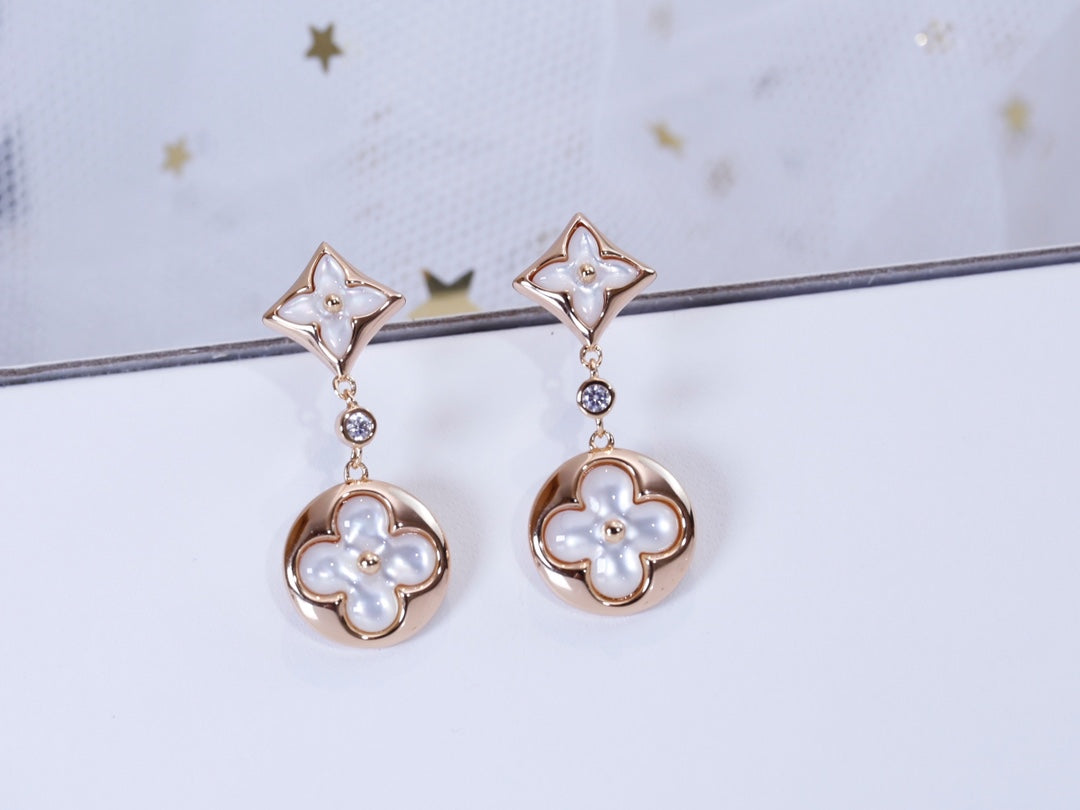 [Eternal Jewelry]STAR AND SUN PINK GOLD MOP DROP EARRINGS