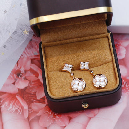 [Eternal Jewelry]STAR AND SUN PINK GOLD MOP DROP EARRINGS