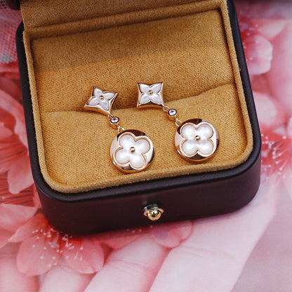 [Eternal Jewelry]STAR AND SUN PINK GOLD MOP DROP EARRINGS