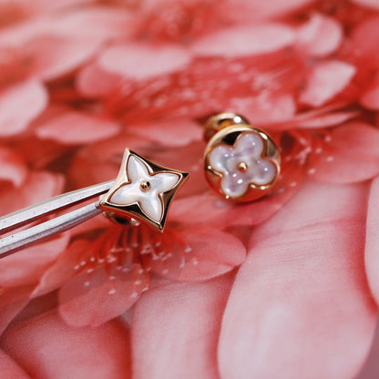 [Eternal Jewelry]STAR AND SUN PINK GOLD MOP STUD EARRINGS