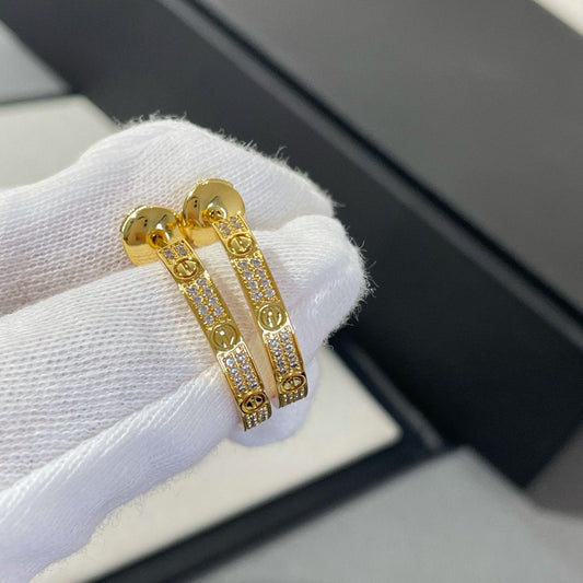 [Eternal Jewelry]LOVE DIAMOND GOLD HOOP EARRINGS