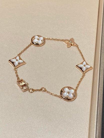 [Eternal Jewelry]STAR AND SUN 5 MOTIF MOP PINK GOLD BRACELET