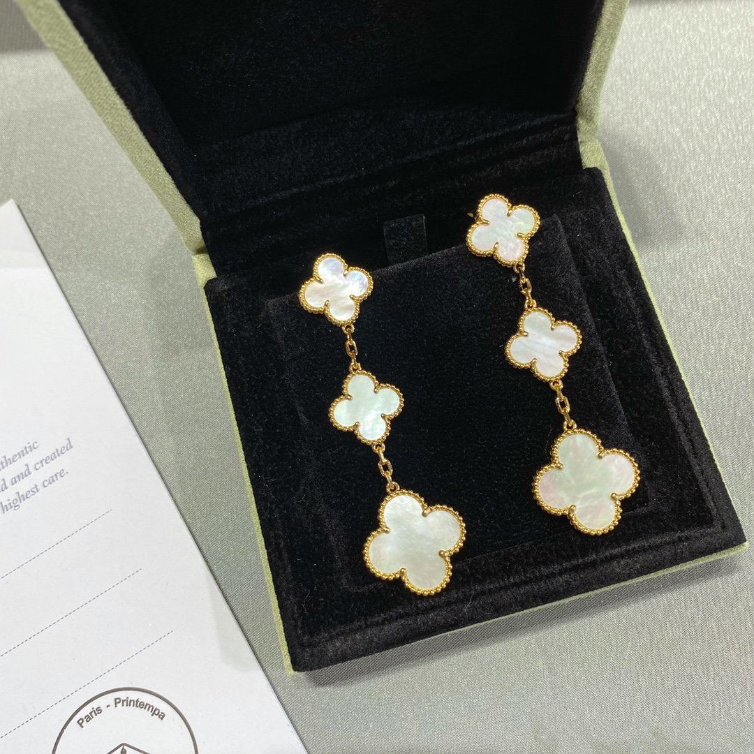 [Eternal Jewelry]CLOVER MOP 3 MOTIFS GOLD EARRINGS