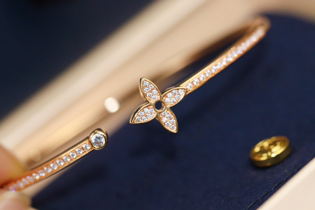 [Eternal Jewelry]IDYLLE PINK GOLD OPEN BRACELET DIAMOND PAVED