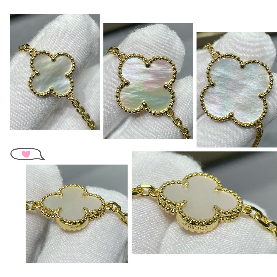 [Eternal Jewelry]CLOVER 16 MOTIF WHITE MOP GOLD NECKLACE