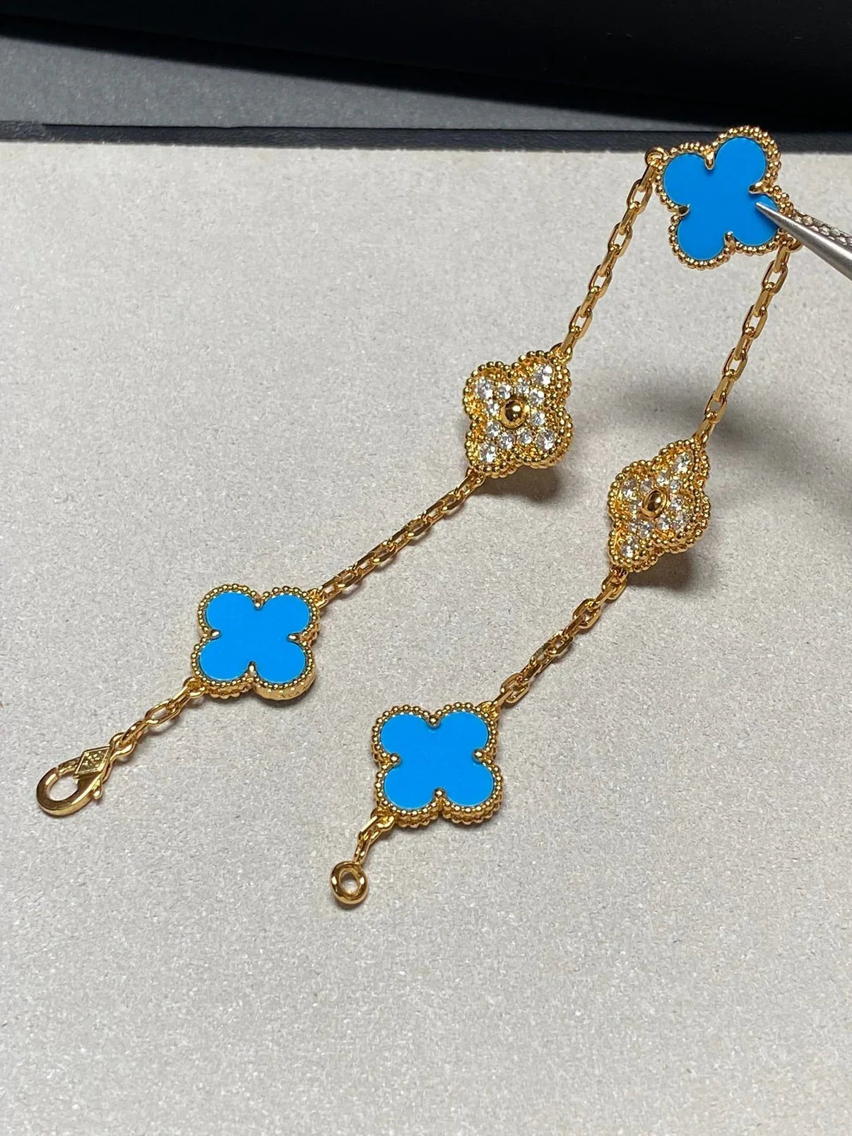 [Eternal Jewelry] CLOVER 5 MOTIF BLUE AGATE BRACELET COLLECTION