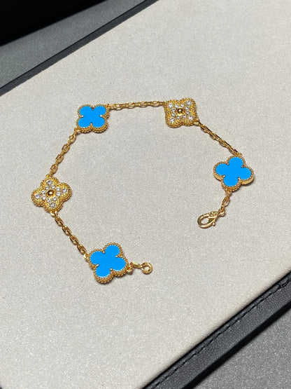 [Eternal Jewelry] CLOVER 5 MOTIF BLUE AGATE BRACELET COLLECTION