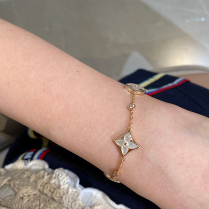 [Eternal Jewelry]STAR AND SUN 4 MOTIF WHITE MOP PINK GOLD BRACELET