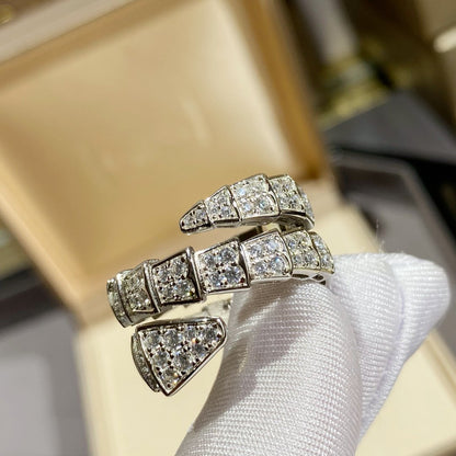 [Eternal Jewelry]SERPENTI DOUBLE RING SILVER DIAMOND PAVED