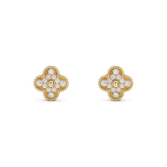 [Eternal Jewelry]CLOVER MEDIUM 1 MOTIFS FUll DIAMOND EARRINGS