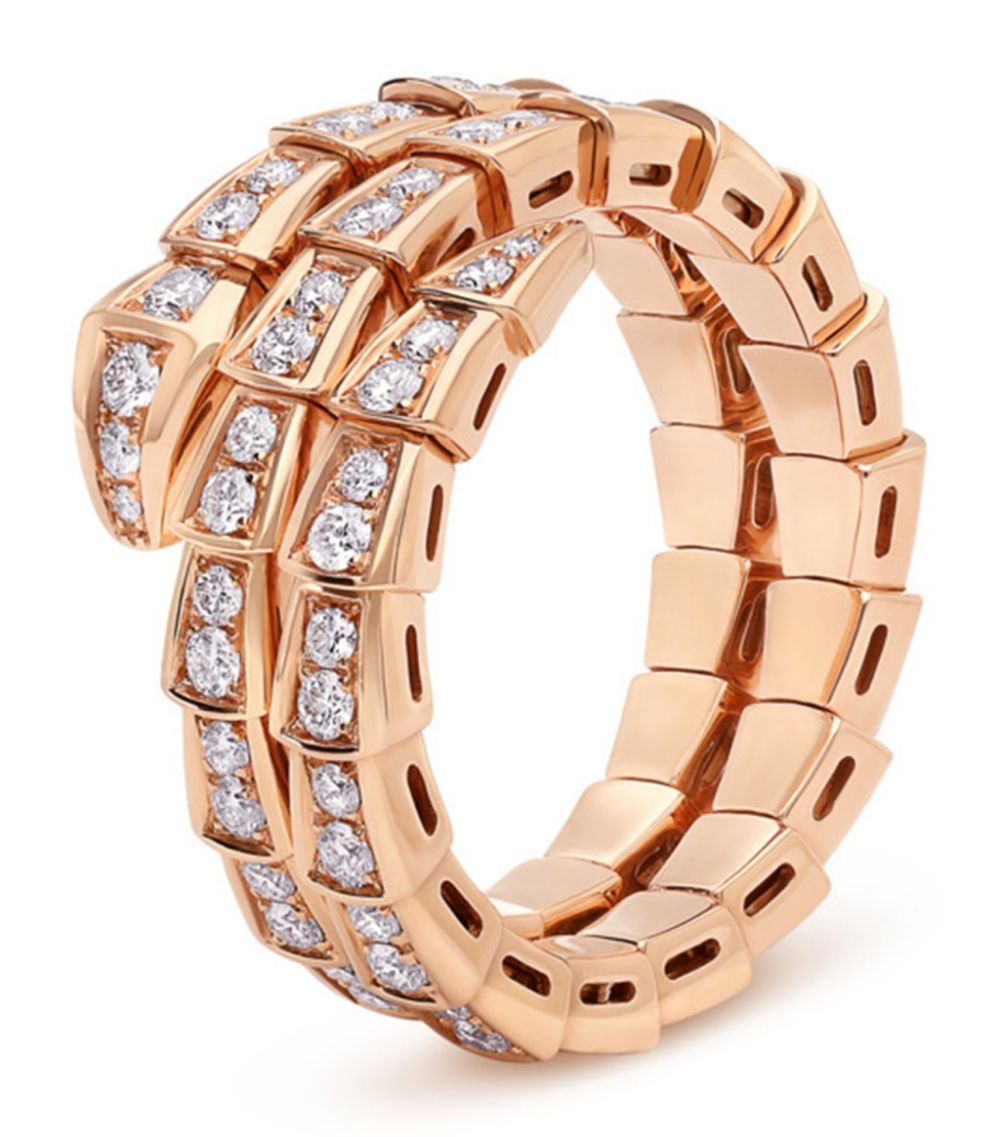 [Eternal Jewelry]SERPENTI RING PINK GOLD DIAMOND DOUBLE ROW