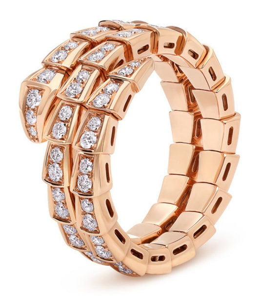 [Eternal Jewelry]SERPENTI RING PINK GOLD DIAMOND DOUBLE ROW