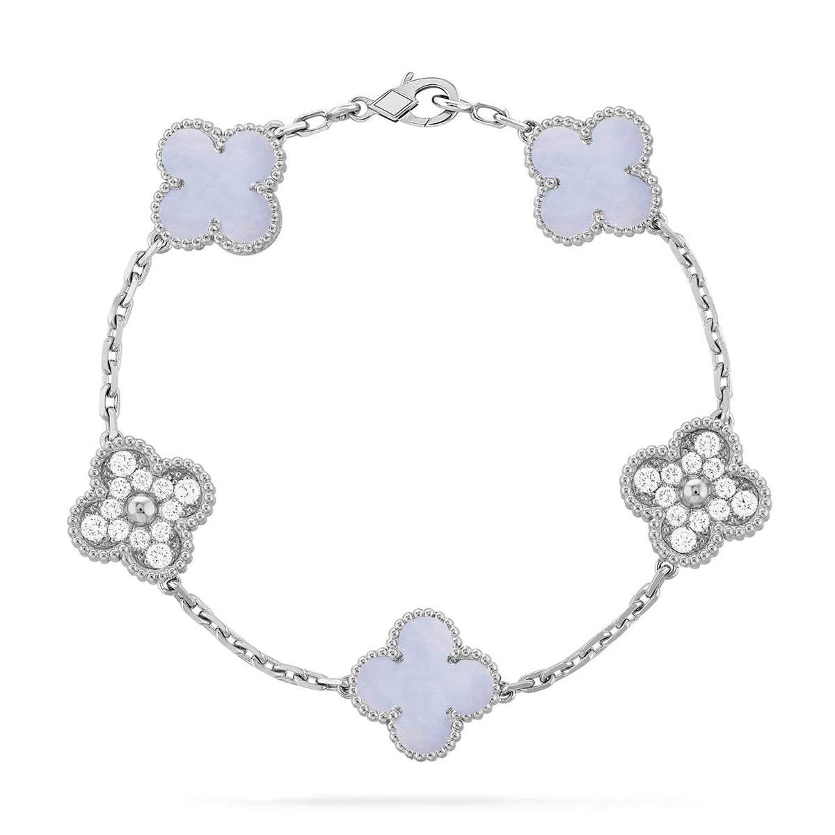 [Eternal Jewelry] CLOVER 5 MOTIF PURPLE CHALCEDONY BRACELET COLLECTION