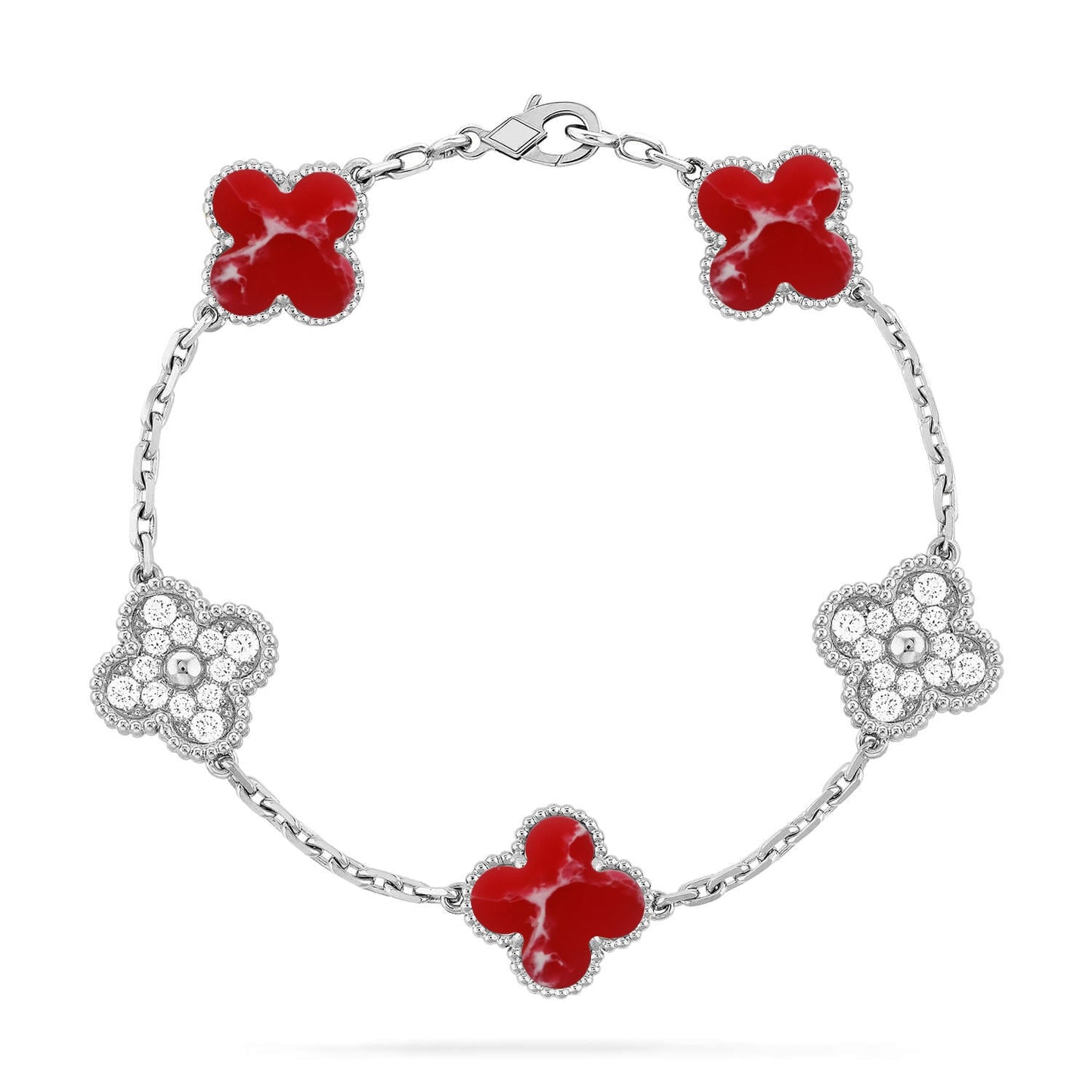 [Eternal Jewelry]CLOVER 5 MOTIF RED PATTERN BRACELET COLLECTION
