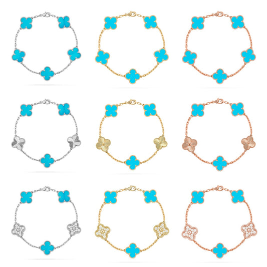 [Eternal Jewelry] CLOVER 5 MOTIF TURQUOISE BRACELET COLLECTION