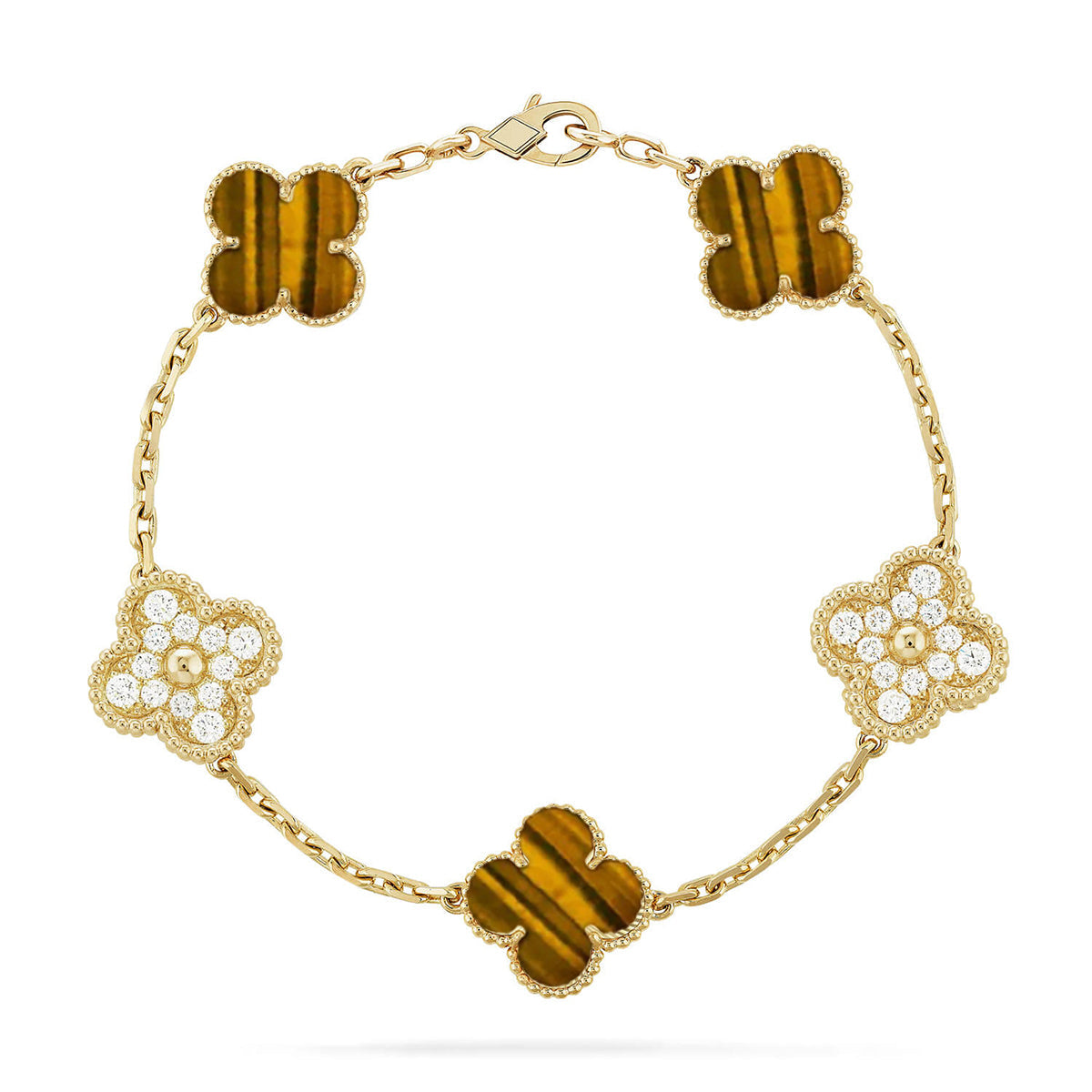 [Eternal Jewelry] CLOVER 5 MOTIFS TIGER EYE BRACELET COLLECTION