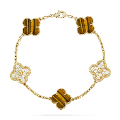 [Eternal Jewelry] CLOVER 5 MOTIFS TIGER EYE BRACELET COLLECTION