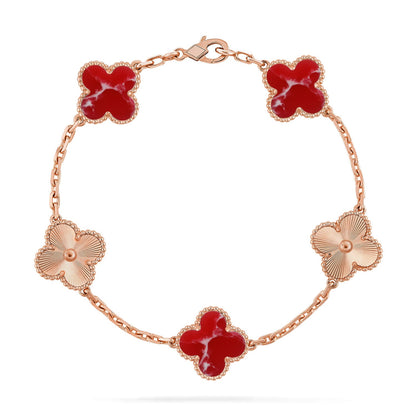[Eternal Jewelry]CLOVER 5 MOTIF RED PATTERN BRACELET COLLECTION