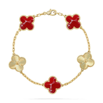 [Eternal Jewelry]CLOVER 5 MOTIF RED PATTERN BRACELET COLLECTION