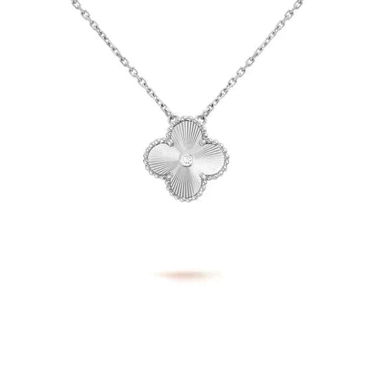 [Eternal Jewelry]CLOVER  15MM DIAMOND LASER NECKLACE SILVER