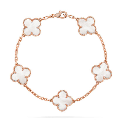 [Eternal Jewelry]CLOVER WHITE PEARL MOP 5 MOTIF BRACELET COLLECTION