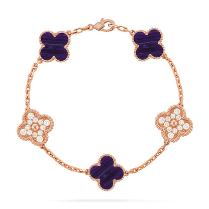 [Eternal Jewelry]CLOVER 5 MOTIF PURPLE STRIPES BRACELET COLLECTION