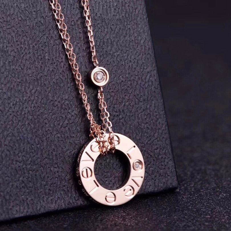 [Eternal Jewelry]LOVE NECKLACE 16MM 2 DIAMONDS