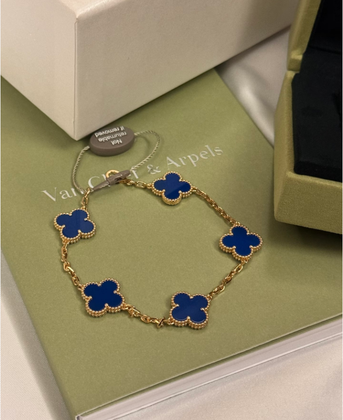 [Eternal Jewellery] Four-Leaf Clover Five Elements Blue Chalcedony Bracelet