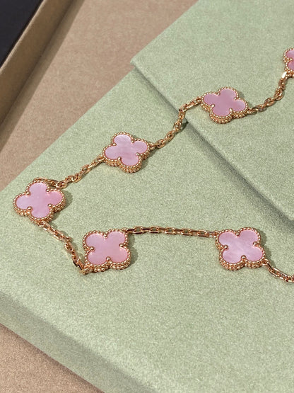 [Eternal Jewellery] Pink Necklace with Ten Clover Designs