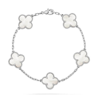 [Eternal Jewelry]CLOVER WHITE PEARL MOP 5 MOTIF BRACELET COLLECTION