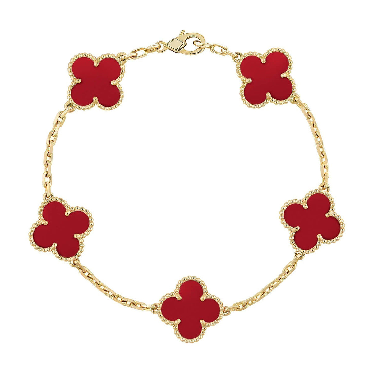 [Eternal Jewelry] CLOVER 5 MOTIF RED CORNELIAN BRACELET COLLECTION