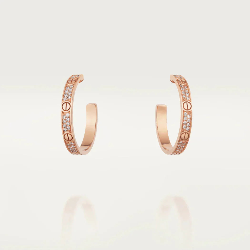 [Eternal Jewelry]LOVE DIAMOND PINK GOLD HOOP EARRINGS