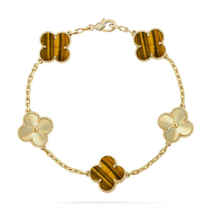[Eternal Jewelry] CLOVER 5 MOTIFS TIGER EYE BRACELET COLLECTION