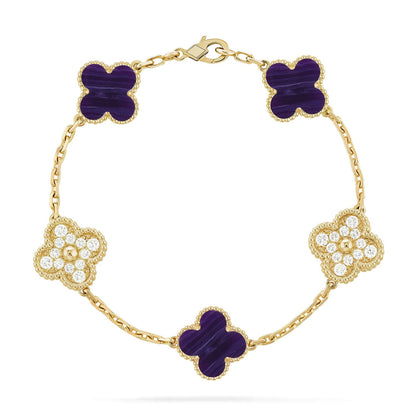 [Eternal Jewelry]CLOVER 5 MOTIF PURPLE STRIPES BRACELET COLLECTION