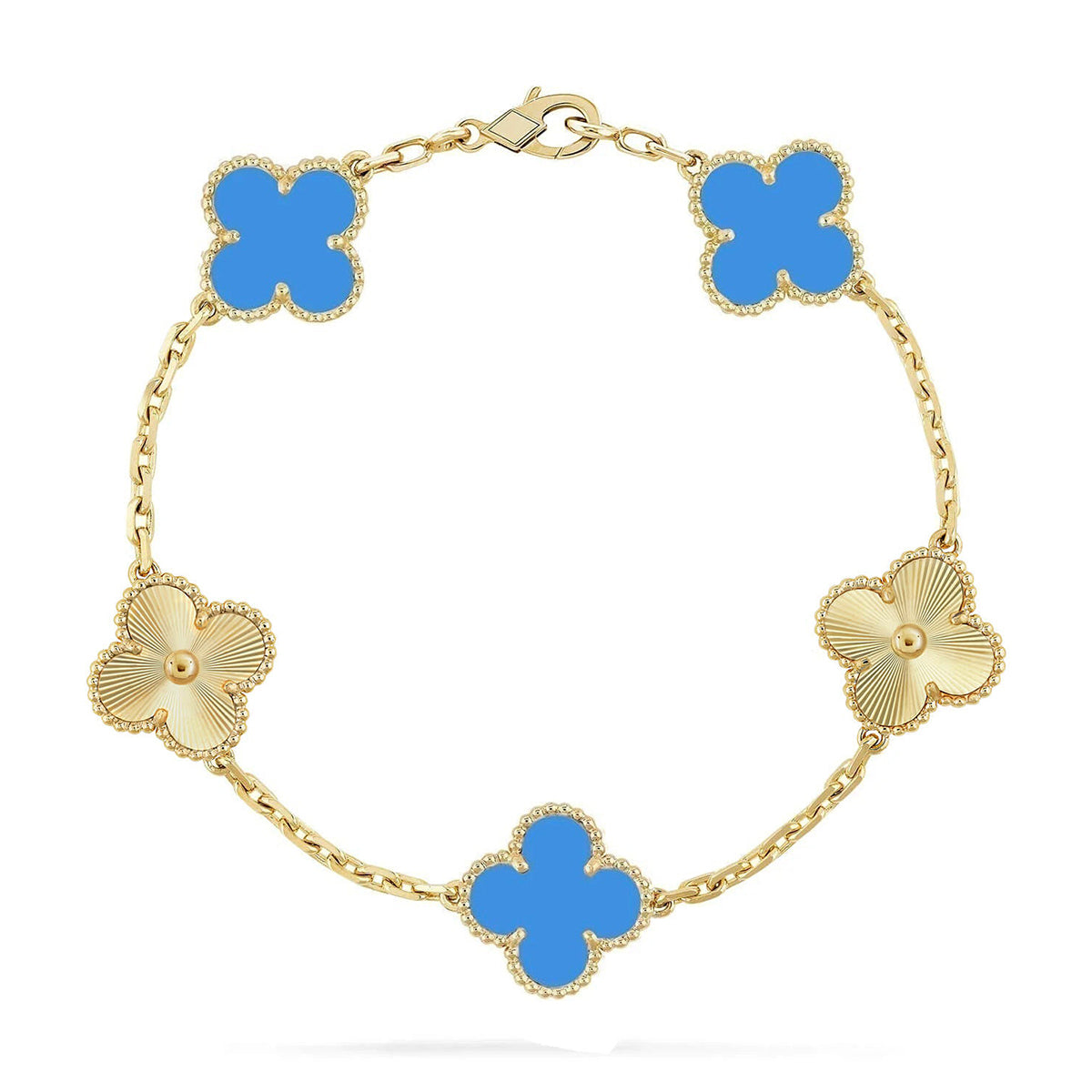 [Eternal Jewelry] CLOVER 5 MOTIF BLUE AGATE BRACELET COLLECTION