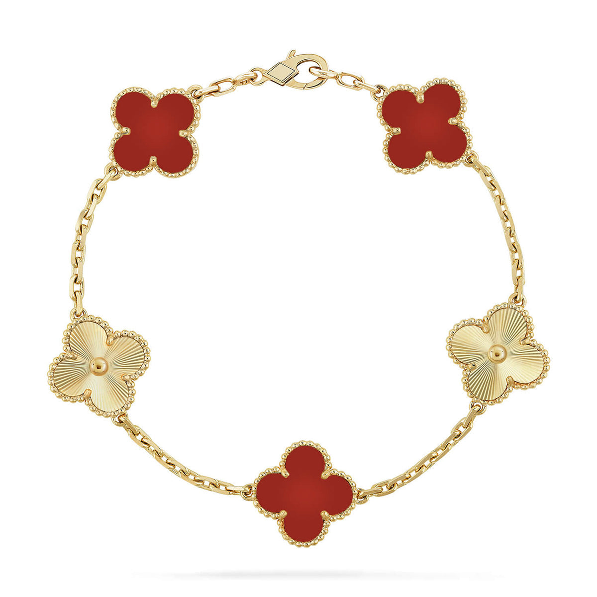 [Eternal Jewelry] CLOVER 5 MOTIF RED CORNELIAN BRACELET COLLECTION