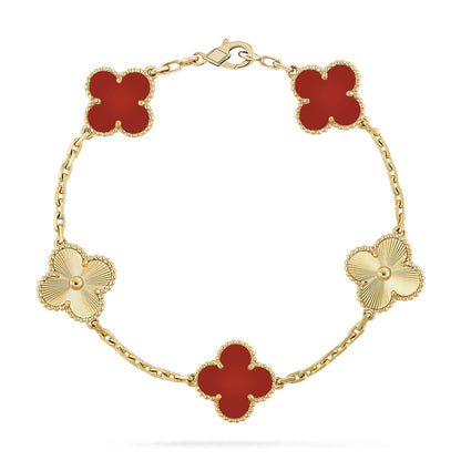[Eternal Jewelry] CLOVER 5 MOTIF RED CORNELIAN BRACELET COLLECTION